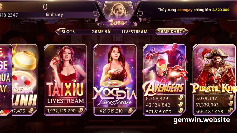 giao dien hap dan Rút tiền Gemwin xuất hiện ngay trang chính mang đến sự thuận tiện