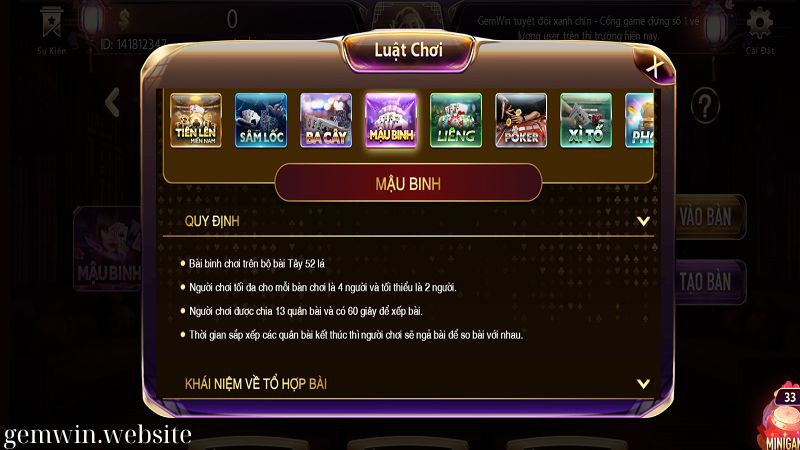 luat choi mau binh don gia cho tan thu Luật chơi Mậu Binh đầy đủ