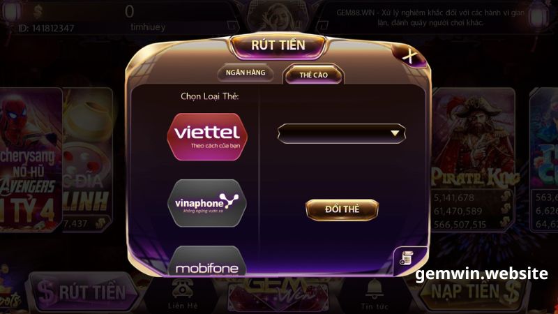 rut tien qua the cao Rút tiền qua thẻ cào dễ dàng